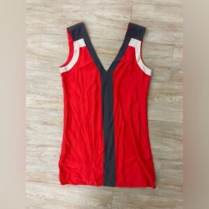 Parker Red Gray white Stripe dress Sz S